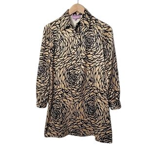 Vivienne Tam Gold Floral Print Long Sleeve Mini Dress